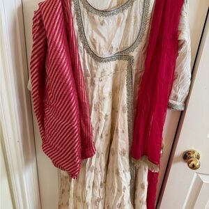 Maria B Charming Cream and Red Kids Formal Dress. Size girls 8/10 .